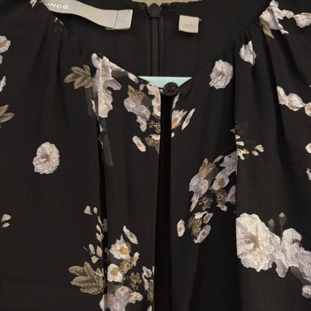Vince Floral-print Round-neck Silk-crepe Dress